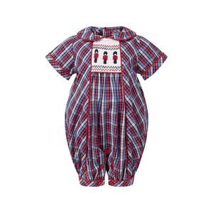 Rachel Riley Girls  Soldier Smocked Babysuit, Red